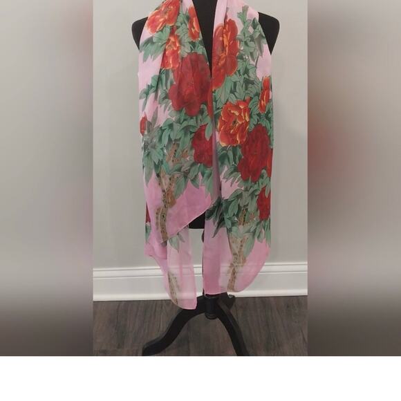 Pineapple Moon Floral Chiffon Shawl Scarf Duster Wrap New - Picture 7 of 12